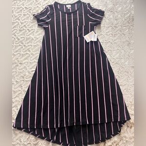 NWT LuLaRoe Black and Pink Striped Carly Dress